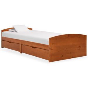 Rama łóżka z 2 szufladami, miodowy brąz, sosna, 90 x 200 cm