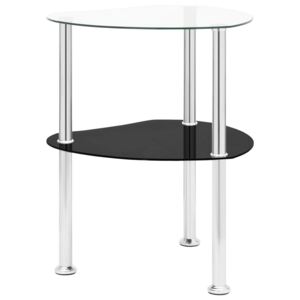 2-poziomowy stolik, 38x38x50 cm, przezroczyste i czarne szkło