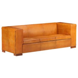 3-osobowa sofa, jasnobrązowa, skóra naturalna