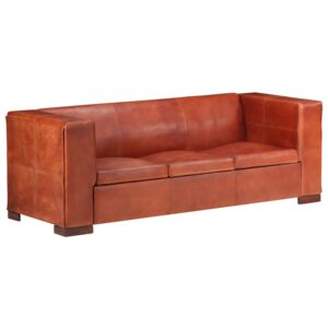 3-osobowa sofa, ciemnobrązowa, skóra naturalna