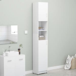 Szafka łazienkowa, biała, 32x25,5x190 cm, płyta wiórowa