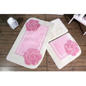 Zestaw 3 dywaników łazienkowych z motywem kwiqtu w biało-różowym kolorze Knit Knot