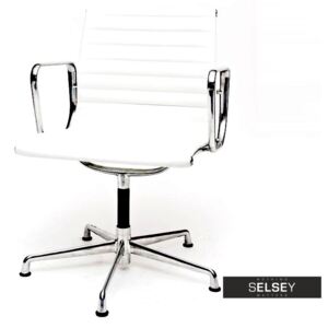 Fotel biurowy inspirowany EAMES 108 biały, skóra + chrom
