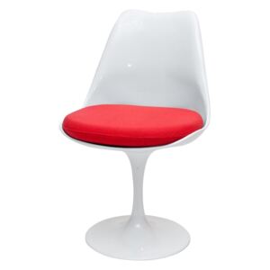SELSEY Krzesło Tul białe z czerwoną poduszką