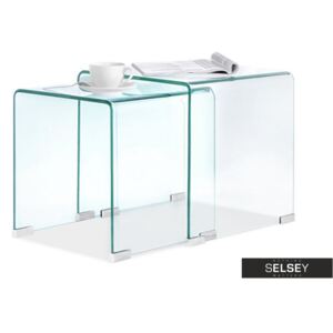 Zestaw stolików kawowych Duo ze szkła 42x42 cm i 36x36 cm