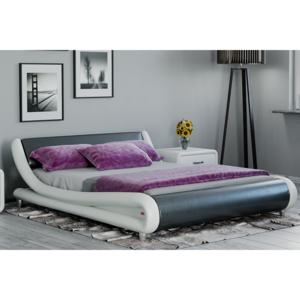 Łóżko tapicerowane do sypialni 114 180x200 czarno-białe z materacem
