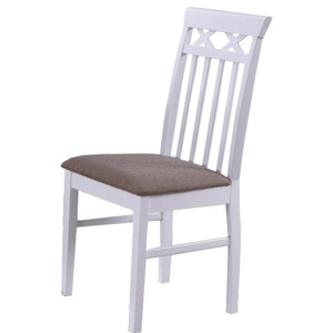 Drewniane krzesło Colette White z tapicerowanym siedziskiem