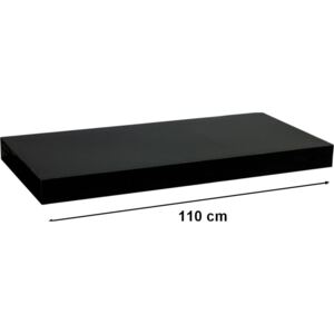 Półka ścienna STILISTA Volato wolnowisząca czarna z połyskiem, 110 cm