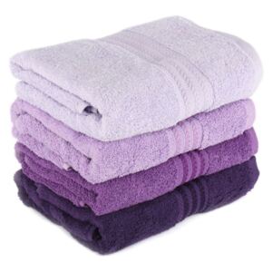 Zestaw 4 fioletowych bawełnianych ręczników Rainbow, 50x90 cm