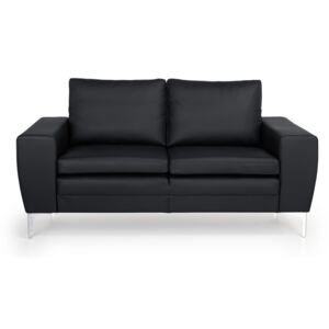 Czarna 2-osobowa sofa skórzana Softnord Twigo