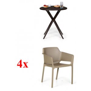 4x Fotel Rustic, beżowy + stolik Coffee Time GRATIS
