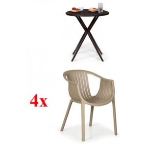 4x Fotele Liunge, beżowe + Stolik Coffee Time GRATIS