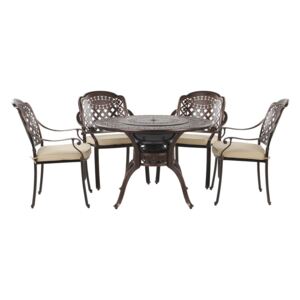 Zestaw ogrodowy stół z grillem i 4 krzesła brązowy MANFRIA