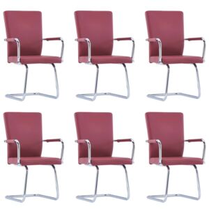 Krzesła stołowe, 6 szt., czerwone, sztuczna skóra