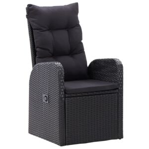 Rozkładane krzesła z poduszkami, 2 szt., polirattan, czarne