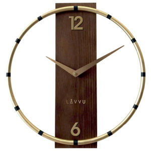 Zegar ścienny Lavvu Compass Wood złoty, śr. 31 cm