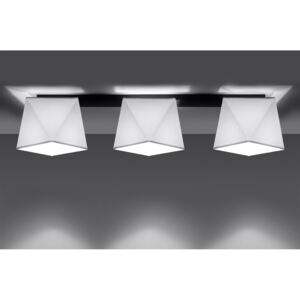 SOLLUX Stylowa Lampa Plafon DIAMENT 3 biała tkanina abażur