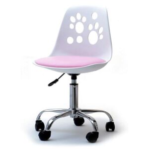 Designerskie Krzesło Obrotowe Do Biurka Dla Dzieci Foot Biało - Różowe