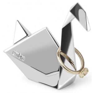 Stojak na pierścionki Origami łabędź 7x8 cm srebrny