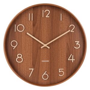 Brązowy zegar ścienny z drewna lipy Karlsson Pure Large