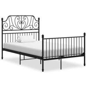 Rama łóżka, czarna, metal i sklejka, 120 x 200 cm