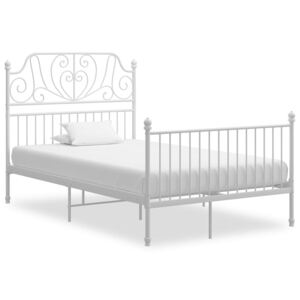 Rama łóżka, biała, metal i sklejka, 120 x 200 cm