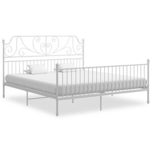 Rama łóżka, biała, metal i sklejka, 180 x 200 cm