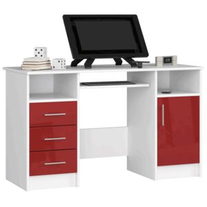 Biało-czerwone biurko z szufladami połysk - Delian 4X