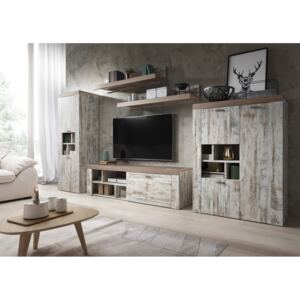 MEBLINE Meble systemowe AMY 1 Canyon white pine / sonoma Trufel