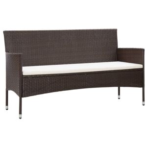 3-osobowa sofa ogrodowa z poduszkami, polirattan, brązowa