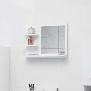 Lustro łazienkowe, białe, wysoki połysk, 60x10,5x45 cm, płyta