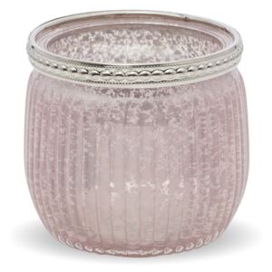 Różowy, szklany świecznik Romes 7x7 cm
