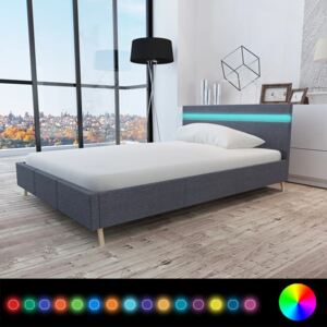 Rama łóżka LED, ciemnoszara, tkanina, 140 x 200 cm