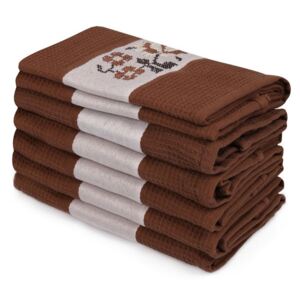 Zestaw 6 ciemnobrązowych ręczników z czystej bawełny Simplicity, 45x70 cm