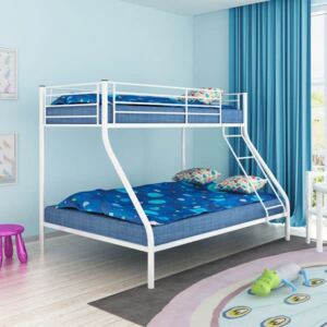 Łóżko piętrowe dla dzieci z białą metalową ramą 200x140/200x90