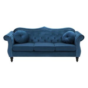 Sofa 3-osobowa welurowa kobaltowa SKIEN