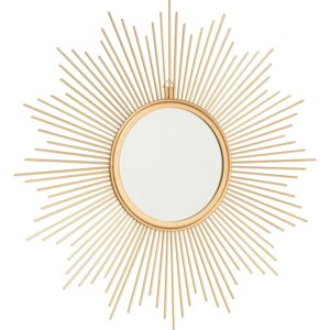 Dekoracyjne, złote lustro w kształcie słońca