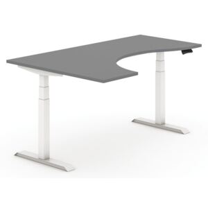 Stół z regulacją wysokości, elektryczny, 625-1275 mm, ergonomiczny prawy, blat 1800 x 1200 mm, antracyt, biały stelaż