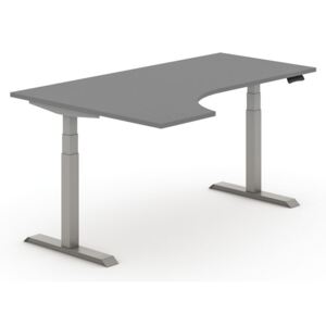 Stół z regulacją wysokości, elektryczny, 625-1275 mm, ergonomiczny prawy, blat 1800 x 1200 mm, antracyt, szary stelaż