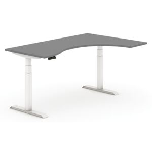Stół z regulacją wysokości, elektryczny, 625-1275 mm, ergonomiczny lewy, blat 1800 x 1200 mm, antracyt, biały stelaż