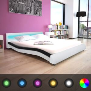 Rama łóżka 160x200cm, LED, sztuczna skóra