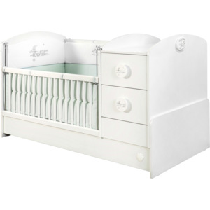 Łóżko Baby rosnące razem z dzieckiem, z szufladą, 160 x 75 cm - białe