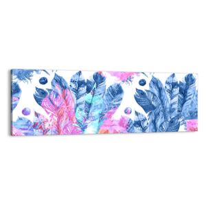 Obraz na płótnie ARTTOR Pióropusze w różu i błękicie - piórko kolor, AB140x50-2945, 140x50 cm