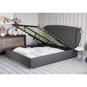Łóżko z materacem tapicerowane 1292g 180x200 popiel
