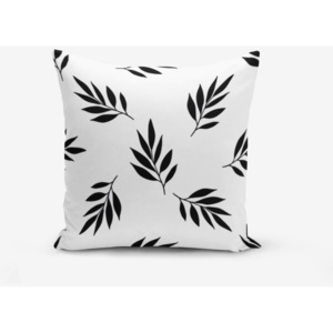 Czarno-biała poszewka na poduszkę z domieszką bawełny Minimalist Cushion Covers Black White Leaf, 45x45 cm