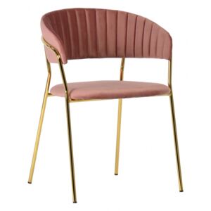 Krzesło Goma różowe/ złote nogi