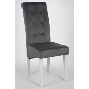 Krzesło tapicerowane drewniane my8765 popiel welur + nogi białe