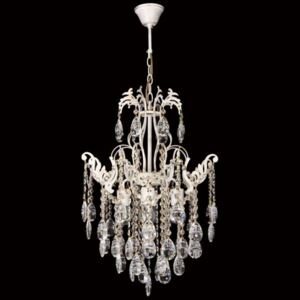 Żyrandol LAMPA wisząca VEN E 1305/4 szklana OPRAWA glamour ZWIS z kryształami crystal biały przezroczysty