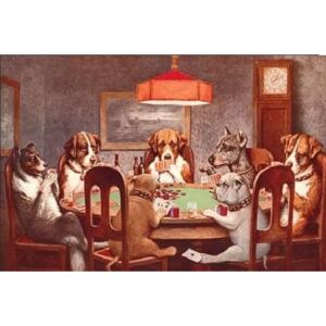 Metalowa tabliczka Dogs Playing Poker, (41 x 26 cm)
