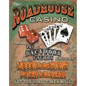 Metalowa tabliczka Roadhouse Bar Casino, (32 x 41 cm)
